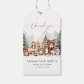 Baby shower voor winterbosdieren cadeaulabel (Voorkant)