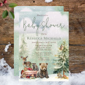 Baby shower voor winterbosdieren kaart