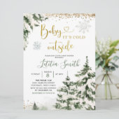 Baby shower voor winterbosnaaldbomen kaart (Staand voorkant)