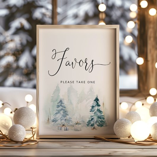 Baby shower voor winterkerstbomen poster
