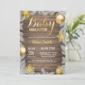 Baby shower voor winterkerstfeestmaal kaart (Staand voorkant)