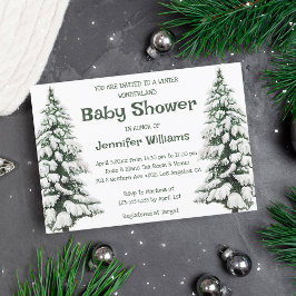 baby shower voor winterwonderland snowy-pijnbomen kaart