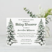 baby shower voor winterwonderland snowy-pijnbomen kaart (Staand voorkant)