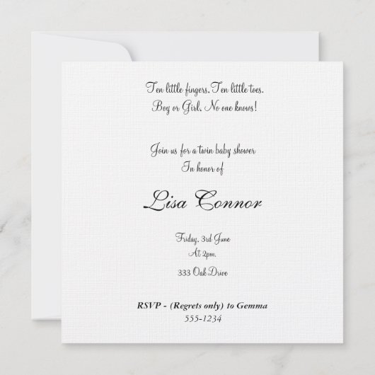 Baby shower voor wit en groen licht kaart (Achterkant)