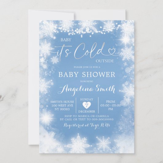 Baby shower voor witte en blauwe kerst Uitnodigen7 Kaart (Voorkant)