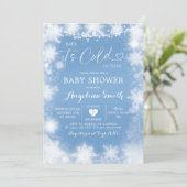 Baby shower voor witte en blauwe kerst Uitnodigen7 Kaart (Staand voorkant)