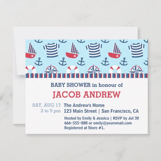Baby shower voor zeepboot Anchor Nautical Pattern Kaart (Voorkant)