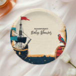 Baby shower voor zeepiraten papieren bordje<br><div class="desc">Voeg een vleugje maritieme magie toe aan uw baby shower met onze Ahoy It's a Boy Pirate Ship Nautisch papier Borden! Deze prachtige borden zijn voorzien van een charmant piratenschip ontwerp, nautische details zoals ankers en golven, en een speelse "Ahoy It's a Boy" boodschap. Perfect voor het serveren van appetizers,...</div>