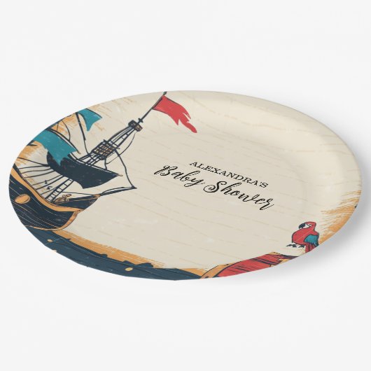 Baby shower voor zeepiraten papieren bordje (Gekanteld)