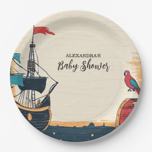 Baby shower voor zeepiraten papieren bordje (Voorkant)