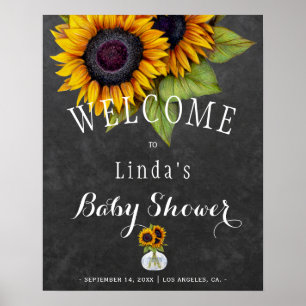 Baby shower voor zonnebloemen, herfst. poster