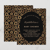 Baby shower voor zonnebloemen zwart goud (Voorkant / Achterkant)