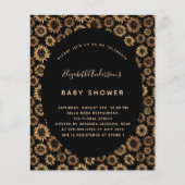 Baby shower voor zonnebloemen zwart goud (Voorkant)