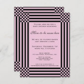 Baby shower voor zwarte en roze cheques kaart (Voorkant / Achterkant)
