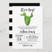 Baby shower voor zwarte en witte cactus kaart (Voorkant / Achterkant)