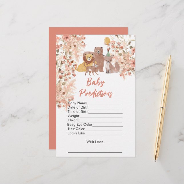 Baby shower voorspelling Boho Safari Pampas Grass (Voorkant / Achterkant in situ)