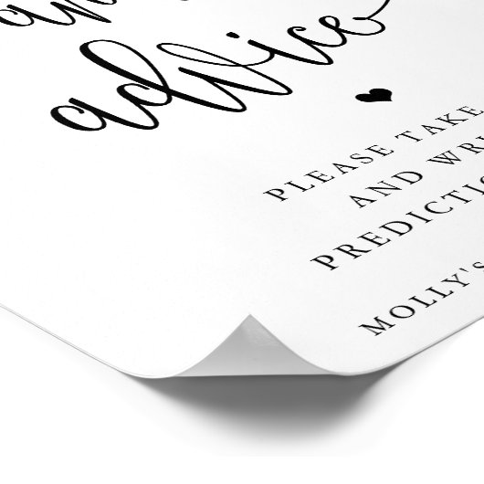 Baby shower voorspelling, minimalistische kalligra poster (Hoek)