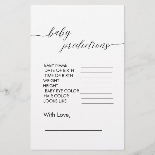 Baby shower Voorspelling Modern Minimalistisch Een (Voorkant)