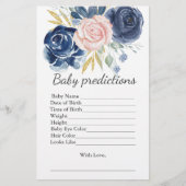 Baby shower Voorspelling Spel Navy Blush Roze Bloe (Voorkant)