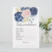 Baby shower Voorspelling Spel Navy Blush Roze Bloe (Staand voorkant)