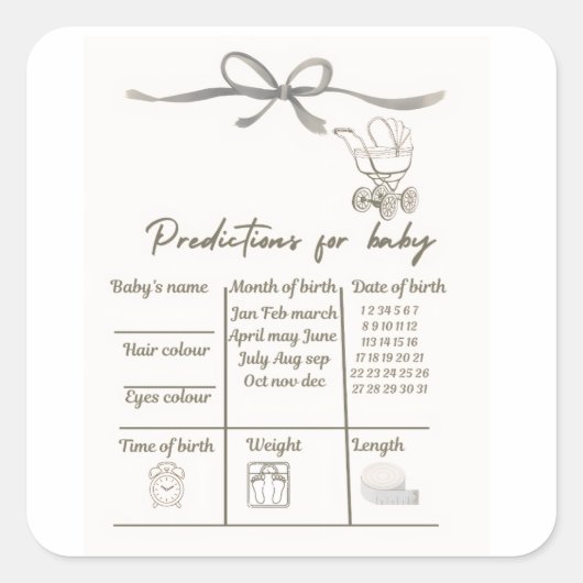 Baby Shower Voorspelling Sticker (Voorkant)