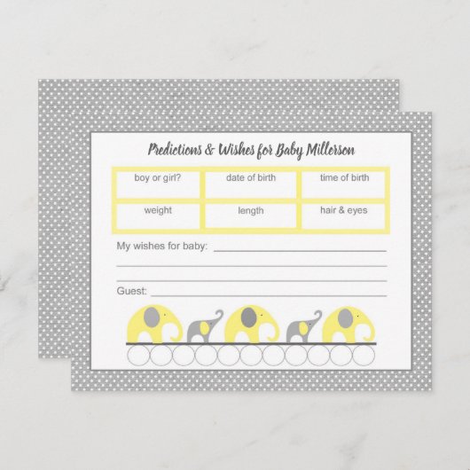 Baby shower Voorspellingen en wensen - neutraal Kaart (Voorkant / Achterkant)