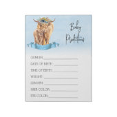 Baby shower voorspellingen game Highland koe Blue Notitieblok (Linkerzijde)