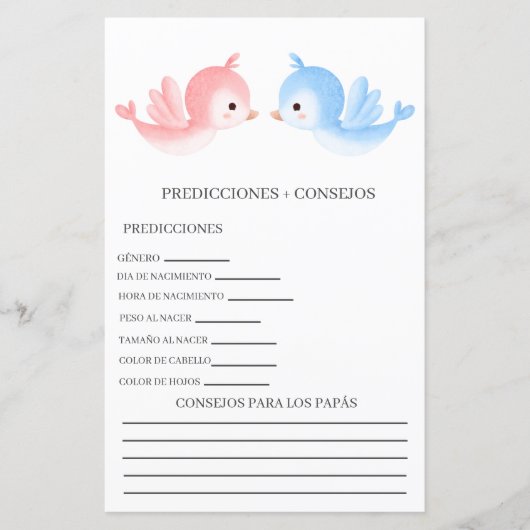 Baby shower voorspellingen in het Spaans (Voorkant)