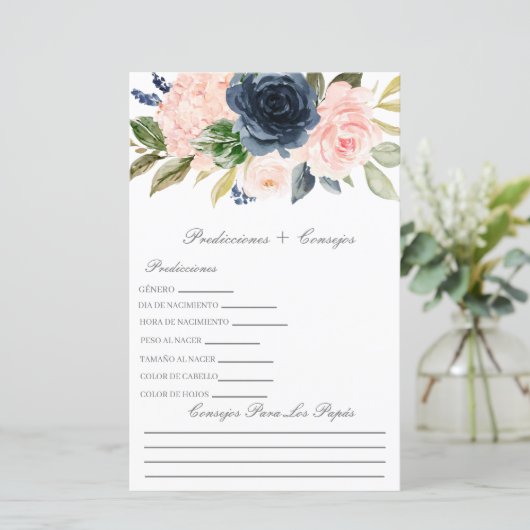 Baby shower voorspellingen in het Spaans (Staand voorkant)