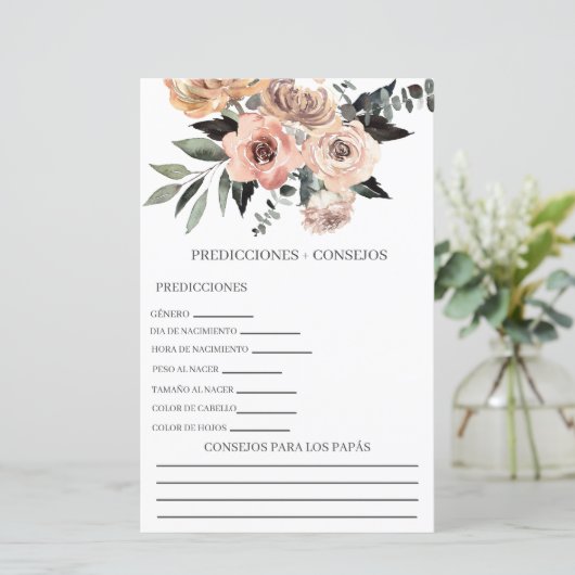 Baby shower voorspellingen in het Spaans (Staand voorkant)