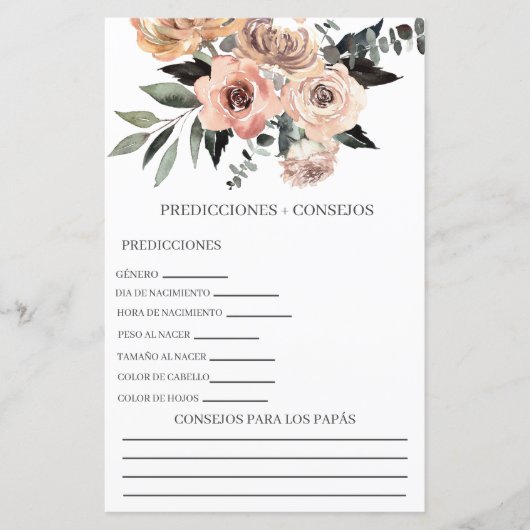 Baby shower voorspellingen in het Spaans (Voorkant)