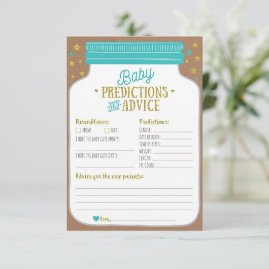 baby shower voorspellings- en advieskaarten RSVP kaartje (Staand voorkant)