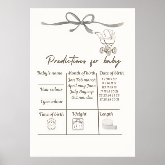 Baby Shower Voorspellingsspel Poster (Voorkant)