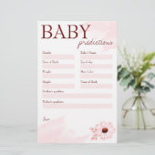 Baby shower voorspellingsspel roze voor een meisje briefpapier (Staand voorkant)