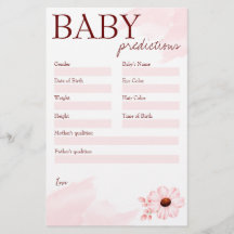 Baby shower voorspellingsspel roze voor een meisje