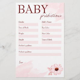 Baby shower voorspellingsspel roze voor een meisje briefpapier
