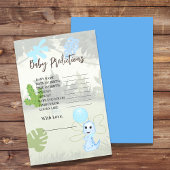 Baby shower voorspelt blauw ballon en dinosaurus