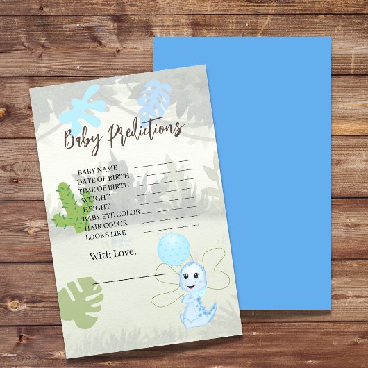 Baby shower voorspelt blauw ballon en dinosaurus