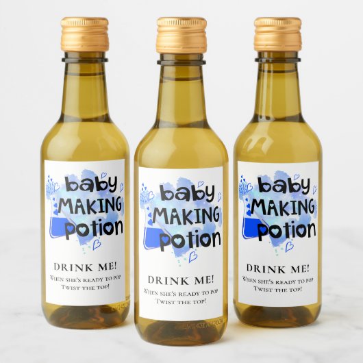 Baby shower voorstander van Baby Making Potion Blu Wijn Etiket (Flessen)