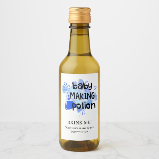 Baby shower voorstander van Baby Making Potion Blu Wijn Etiket (Voorkant)