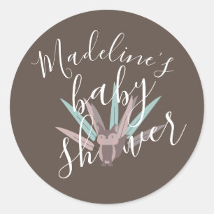 Baby Shower Vos Boheemse Veren Ronde Sticker