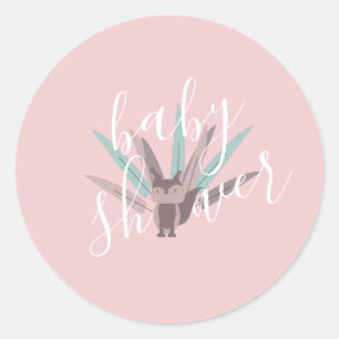 Baby Shower Vos Boheemse Veren   Ronde Sticker