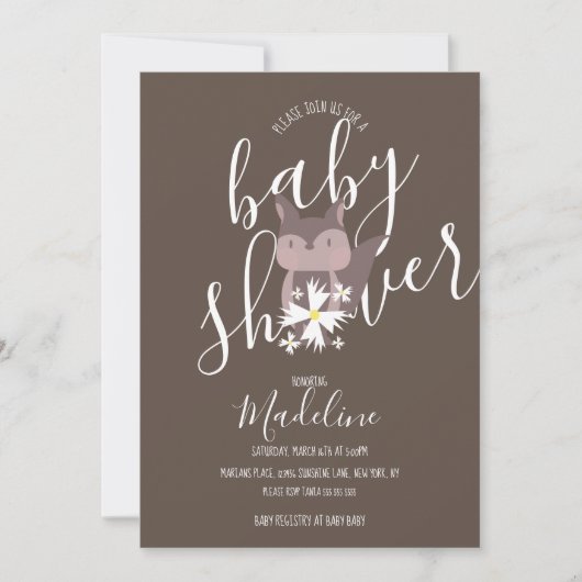 Baby Shower Vos Boho Uitnodiging (Voorkant)