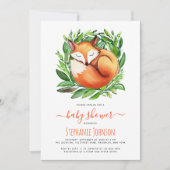 Baby shower vossen in Greenery Cute Woodland Kaart (Voorkant)
