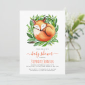 Baby shower vossen in Greenery Cute Woodland Kaart (Staand voorkant)