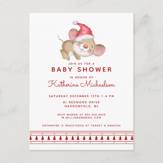 BABY SHOWER | Vrije uitnodiging voor kerstmis (Voorkant)