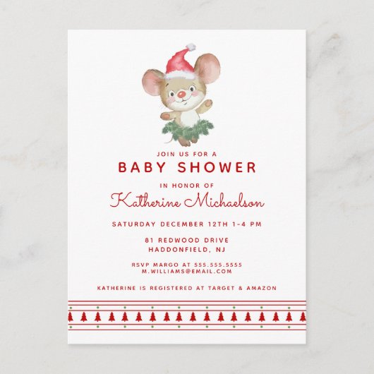 BABY SHOWER | Vrije uitnodiging voor kerstmis (Voorkant)