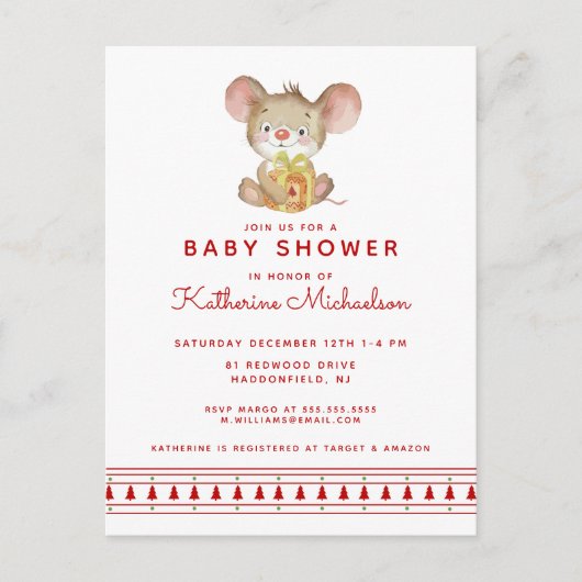 BABY SHOWER | Vrije uitnodiging voor kerstmis (Voorkant)