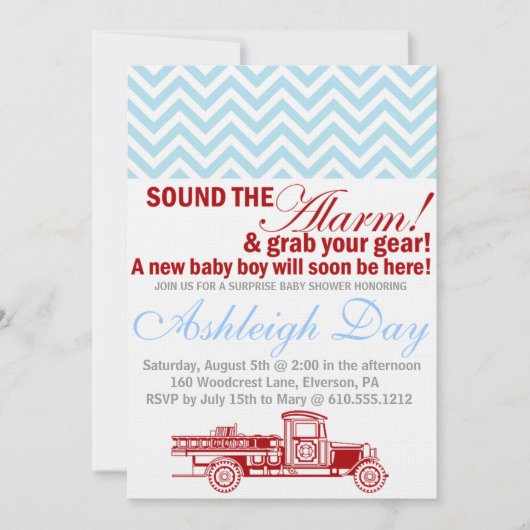  Baby shower Vuurblauw Chevron Kaart (Voorkant)