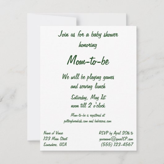  Baby shower Vuurthema Uitnodiging (Achterkant)